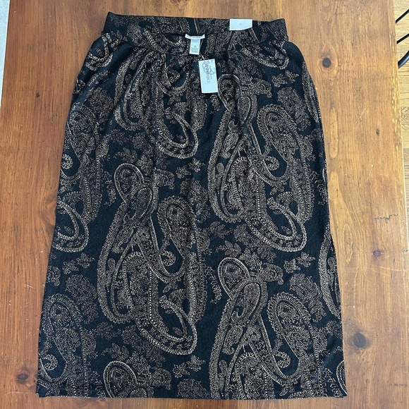 CATHERINES New Black Metallic Gold MAXI SKIRT 1X 18 20 Whimsigoth Witchy Sparkle - Picture 13 of 16